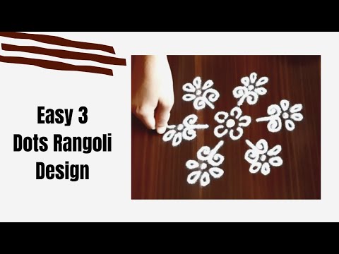 Very easy daily kolam design | Rangoli with 3 dots | Muggulu design