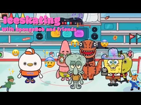 Ice skating with SpongeBob and friends❄️⛸️👯‍♂️😰#youtubevideo #iceskating #spongebob #tocaboca