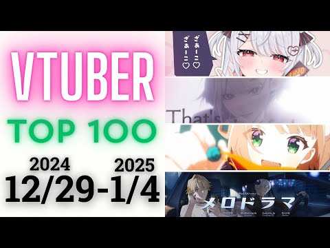 【2024/12/29-2025/1/4】Vtuber 歌ってみた&オリジナルソング 週間再生数ランキング TOP 100