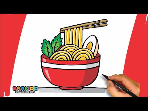 How To Draw a Bowl of Noodle | Easy Noodle Drawing For Kids Step by Step Tutorial