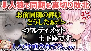 人狼で同期のこよちゃんを裏切ってしまいアルティメット土下座をキメる風真殿【ときのそら/夏色まつり/尾丸ポルカ/博衣こより/風真いろは/ホロライブ切り抜き】