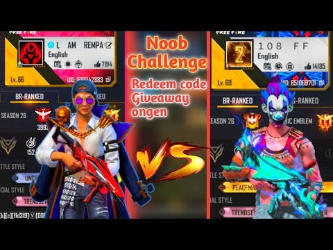 Noob Challenge/RS Gaming 🆚 Ghe 108 ff || Redeem Code Giveaway Ongen /Rs Gaming 🔥❤️