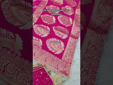 Heavy Silk Jaipuri Handwork Unstitched Dress Materials #wholesaler #wholesale #dressmaterial #salwar