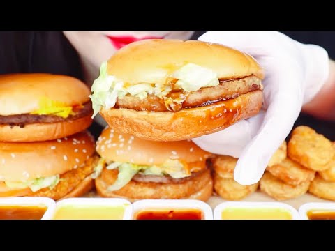 ASMR Crispy Nuggets and Juicy Burger Eating Vlog, 바삭한 너겟과 육즙이 가득한 버거 먹기 @Jane_asmr