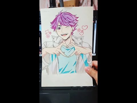 DRAWING AND COLORING OIKAWA TOORU FROM HAIKYUU | WATERCOLOR PAINTING | DRAWING #SHORTS #HAIKYUU