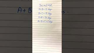 Time and Work | Part-3 | Maths Short Trick | A,B and C can complete the work in ?? |