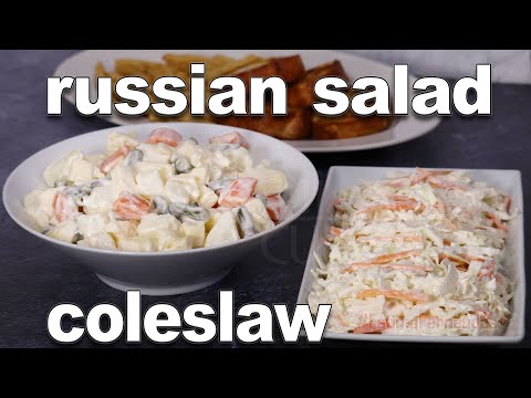 How to make Russian Salad and Coleslaw at Home | Easy Russian Salad Recipe | Coleslaw Recipe Easy