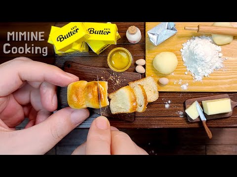 Miniature real white bread & butter toast | miniature cooking | mini food | MIMINE