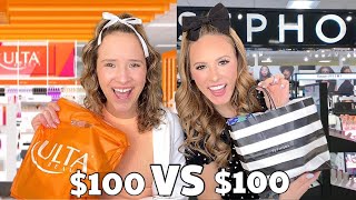 ULTA 🧡🤍 VS SEPHORA 🖤🤍 $100 SHOPPING CHALLENGE (WHICH IS BETTER?)