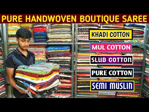 Pure Cotton Sarees | 100 count Pure cotton Saree with running blouse