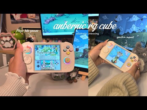 🎀anbernic rg cube aesthetic unboxing | playing genshin, cozy & retro games on an android handheld