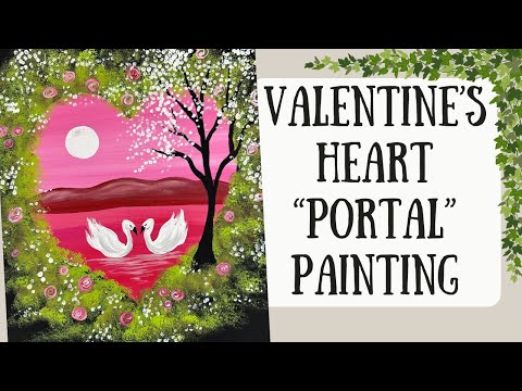 Simple Valentine's Heart "Portal" Painting for Beginners | Step by Step Acrylic Painting Tutorial