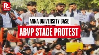 Delhi: ABVP Students Stage Protest Outside Tamil Nadu Bhawan Over Anna University Assault Case