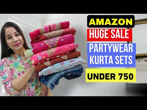 Amazon Partywear Special Kurti/Kurta set Haul Upto 80% OFF 💛Embroidery/Sequence Designer kurta Sets