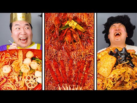 ASMR MUKBANG | 🔥 spicy Beef Malatang with Crawfish Spiciest Mala Longxia Ever