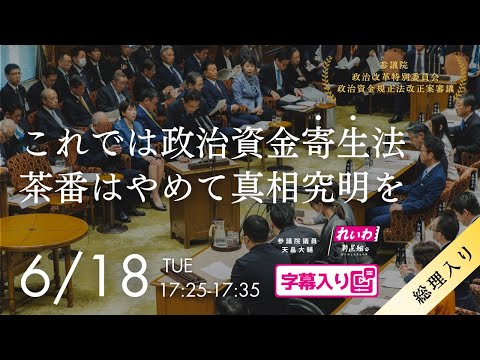 天畠大輔【これでは政治資金寄生法　茶番はやめて真相究明を】 2024.6.18 政治改革特別委員会 字幕入りフル