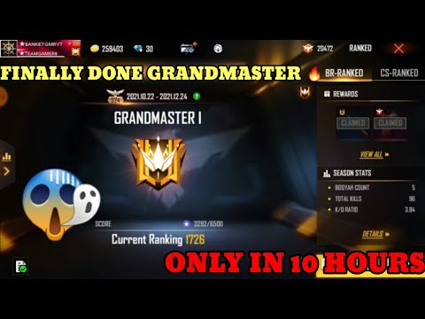 FINALLY BR-RANKED GRANDMASTER DONE IN 10 HOURS WITHOUT DOUBLE RANK TOKEN🔥❤||MY GRANDMASTER JOURNEY 😈