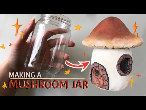 Making a mushroom house jar with ☆ air dry clay ☆