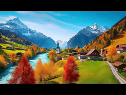 Stunning Autumn Scenery in the Beautiful Swiss Countryside Village of Marbach 4K 🇨🇭