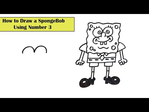 How to Draw SpongeBob using Number 3 l l  Simple Drawing l l Step by Step easy drawing