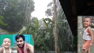 টিনের চালে বৃষ্টির শব্দ কার না ভালো লাগে। Rain Sounds on a Tin Roof । The sound of rain on tin rice