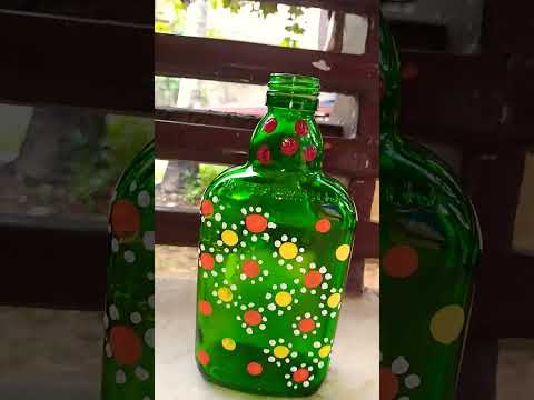 DIY/Easy Dot art on glass  bottle/Bottle painting for beginners /Home decor Ideas