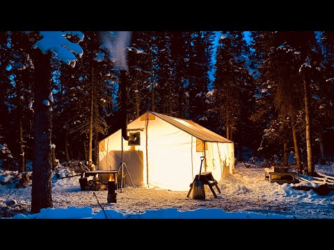 ESCAPE to a WINTER PARADISE || CAST IRON HOT TENT WINTER CAMPING