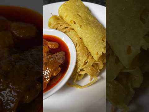 Malay rolled pancake Roti Jala. Roll it flat looks like a round net. Sabah Hotel bkf #malaysiafood