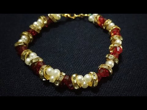 👌👌 Crystal Bracelet DIY || Pearl Bracelet || Jewellery Making Malayalam || Shabna's Designs