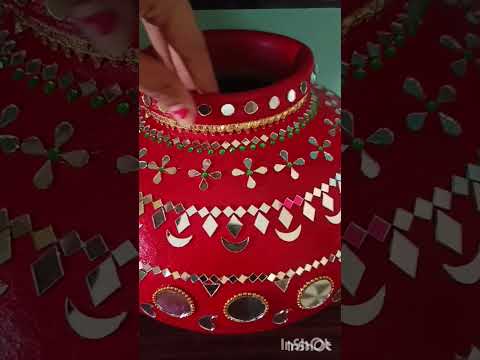 Waste Matka Decoration Idea #YouTubeshort#viral#kundanandglasswork#Bestoutofwaste#Creation#