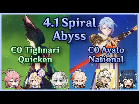 F2P C0 Tighnari Quicken + C0 Ayato National | 4.1 Spiral Abyss | Floor 12 Continuous