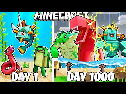 I Survived 1000 Days as SEA MONSTERS in HARDCORE Minecraft!