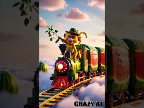 Chaos Unleashed! 🚂🍉 | Magic Watermelon Train with Monkey Driver! | #shorts #viralvideo  #funny