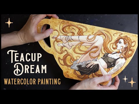 Teacup Dream // Watercolor + Gouache Paint with Me // Teacup Shaped Art!