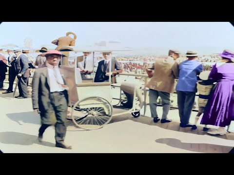 New Jersey 1919 in color, Atlantic City Boardwalk [60fps, Remastered] w/sound design added