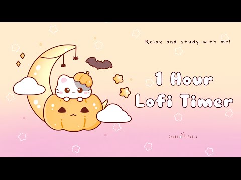 1 Hour - Relax & study with me Lofi | Halloween Kitty #timer #1hour #1hourloop #lofi #relaxing #calm