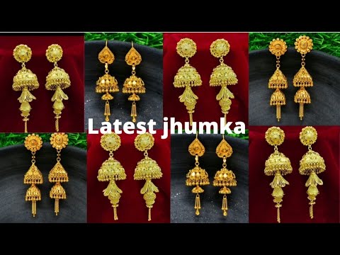 latest gold jhumka designs with weight and price 2021!! gold earrings designs!!