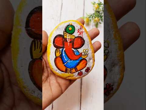 Ganesha Painting on stone, rock #shorts #ytshorts #ganeshapainting #easydiy #paperweight #reuse