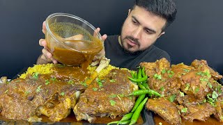 ASMR; EATING SPICY MUTTON LEGS CURRY+CHICKEN THAI CURRY WITH MASALA RICE+EXTRA GRAVY+GREEN CHILLI