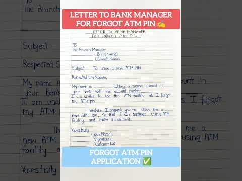 Letter to bank manager for forgot ATM pin || Forgot ATM PIN application #application #atmpin