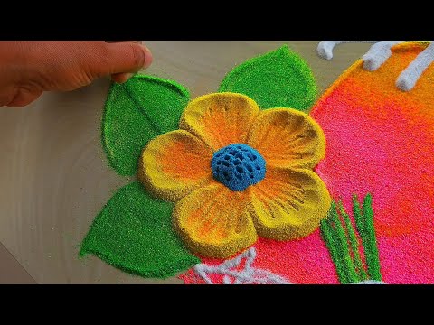 Easy Rangoli for Ganesh Chaturthi celebration || Shree Ganesh rangoli design