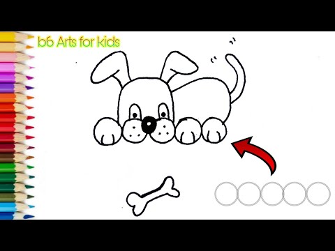 Dog Drawing With Bone | Easy Dog Drawing With Circles