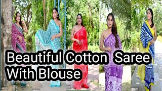 Beautiful Cotton saree with Blouse/Indian saree for women/saree for Summer season /under  600to700rs