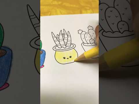 Coloring Kawaii cactus plant 3/4🌵😍 #shorts #coloring