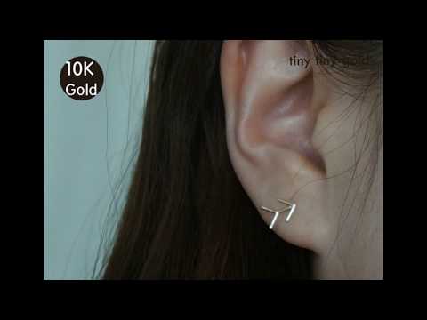 tinytinygold l Tiny 10K Solid Gold Geometric Stud Earrings