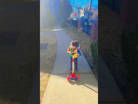 Cute baby running race with scooter😃🛴🛑🚀 #shorts