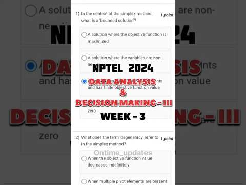 Week-3 | Data analytics & Decision Making-III #ontimeupdates #nptel #week3 #analytics #answers