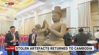 Cambodia celebrates return of stolen artefacts and jewellery in capital ceremony