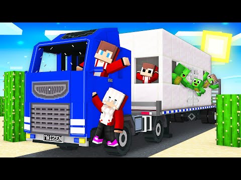 Mikey Family and JJ Family Survive Their First TRUCK TRIP in Minecraft (Maizen)