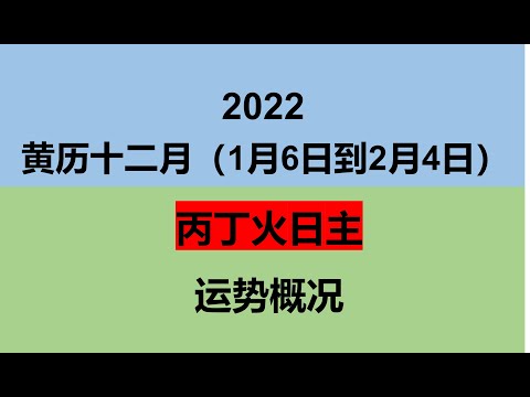 2022黄历12月（1/6-2/4）丙丁日主运势